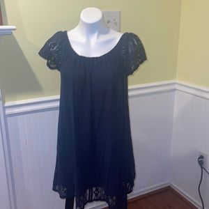 Roxy crochet/knit babydoll minidress dress. Size medium. Navy blue.
